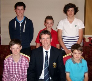 McAtee inter-club competition winners. Back – Eoin McNelis, Scott Young and Marius Monaghan. Front – Pauraic McNelis, captain Conor Corry and Ryan McNelis